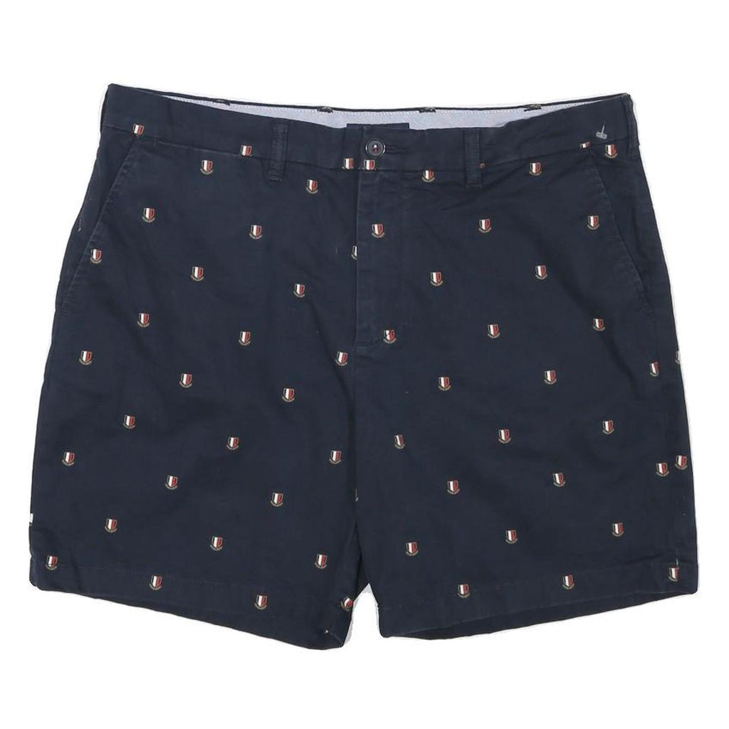 TOMMY HILFIGER Mens Shorts Navy Blue Cotton Blend Casual XL W38 Embroidered