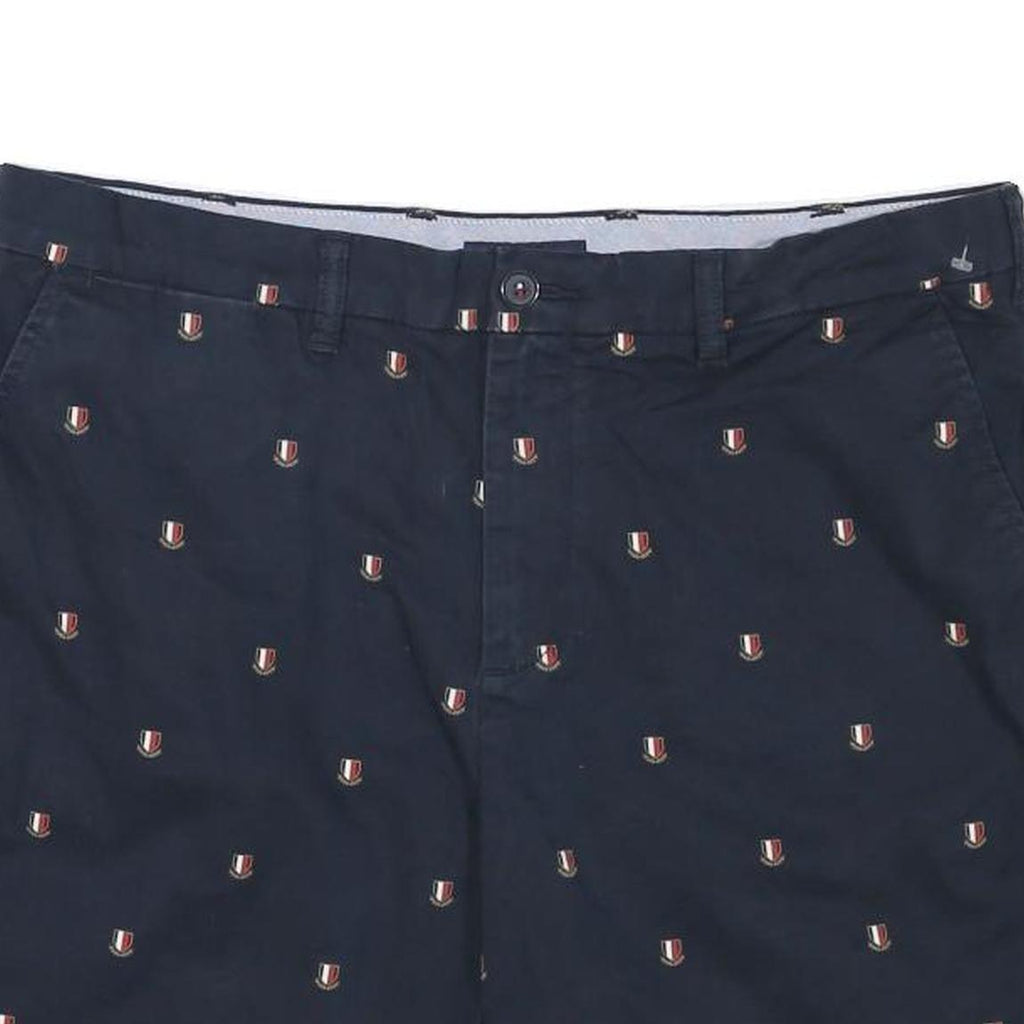 TOMMY HILFIGER Mens Shorts Navy Blue Cotton Blend Casual XL W38 Embroidered