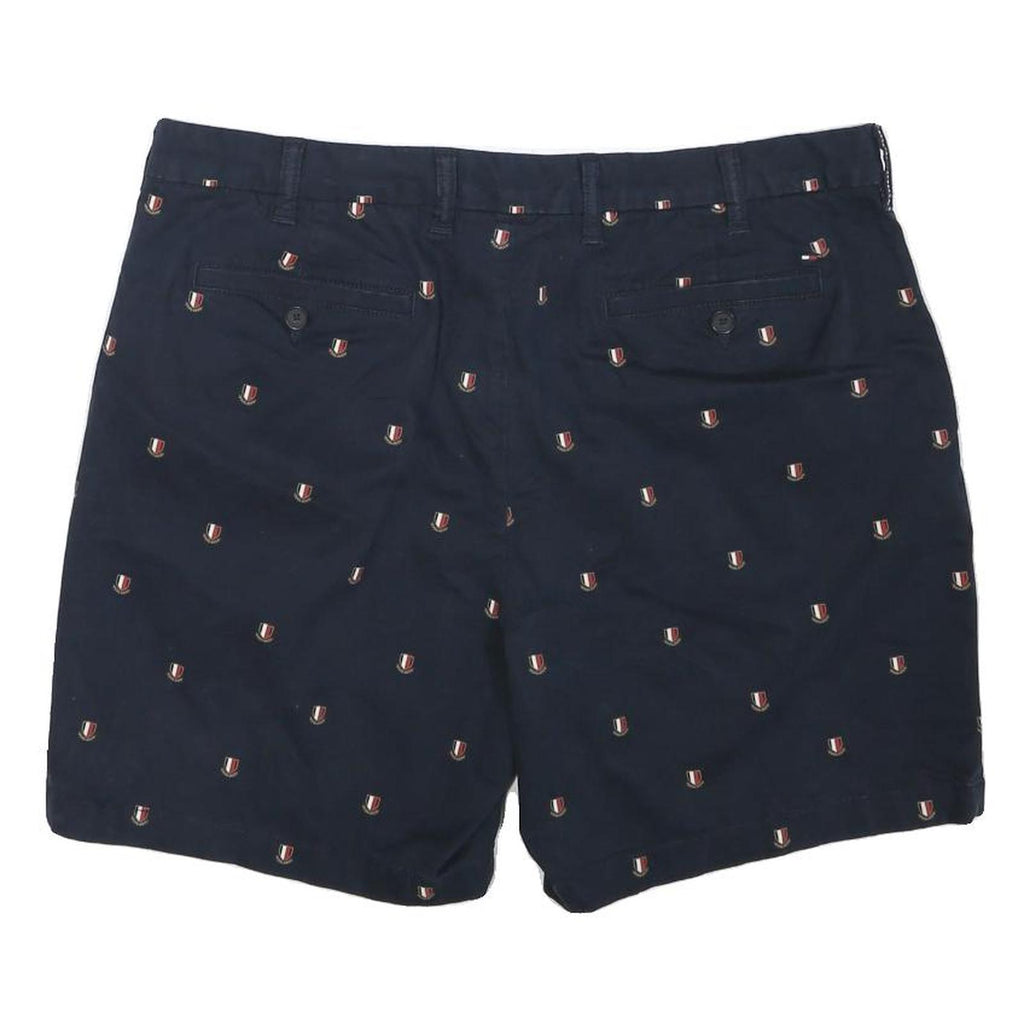 TOMMY HILFIGER Mens Shorts Navy Blue Cotton Blend Casual XL W38 Embroidered