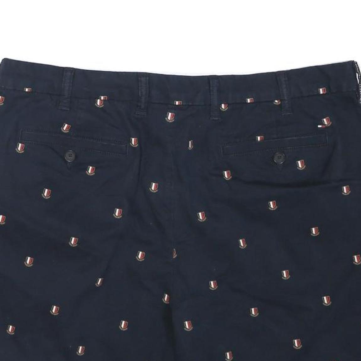 TOMMY HILFIGER Mens Shorts Navy Blue Cotton Blend Casual XL W38 Embroidered