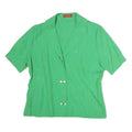 DEVERNOIS Womens Green Cotton Blend Shirt Short Sleeve Collared L