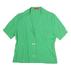 DEVERNOIS Womens Green Cotton Blend Shirt Short Sleeve Collared L