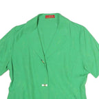DEVERNOIS Womens Green Cotton Blend Shirt Short Sleeve Collared L