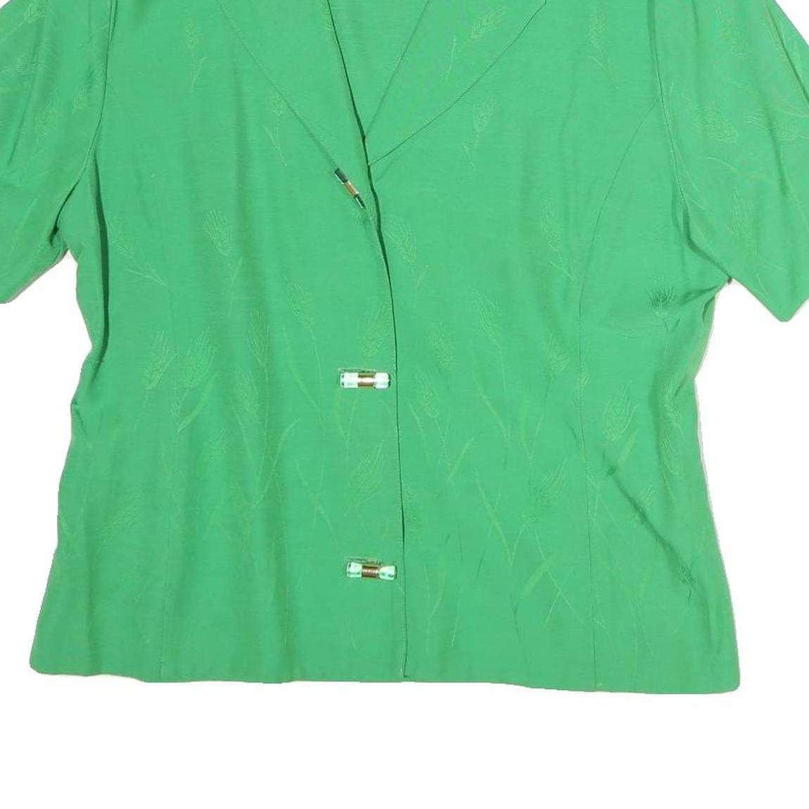 DEVERNOIS Womens Green Cotton Blend Shirt Short Sleeve Collared L