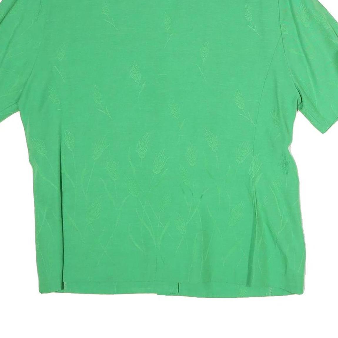 DEVERNOIS Womens Green Cotton Blend Shirt Short Sleeve Collared L