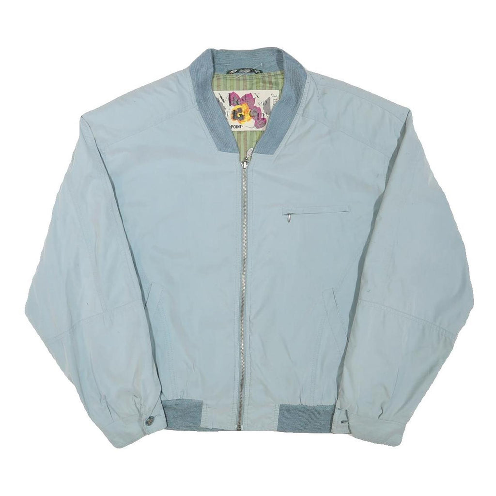 RED POINT Mens Blue Bomber Jacket L Polyester Blend Plain Zip Casual Lightweight