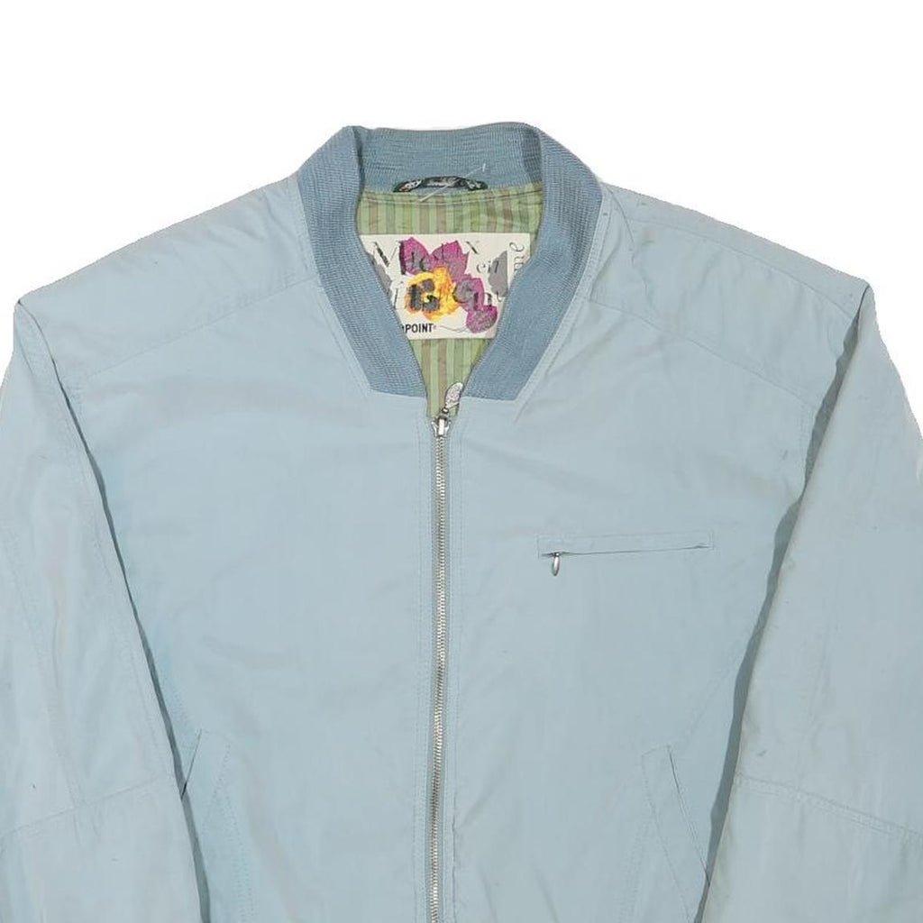 RED POINT Mens Blue Bomber Jacket L Polyester Blend Plain Zip Casual Lightweight