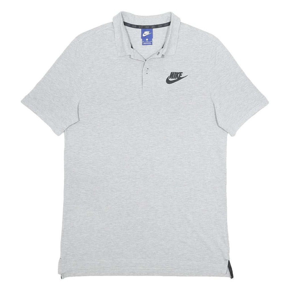 NIKE Mens Grey Short Sleeve Plain M Cotton Polo Shirt Lightweight Casual