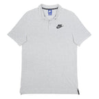 NIKE Mens Grey Short Sleeve Plain M Cotton Polo Shirt Lightweight Casual
