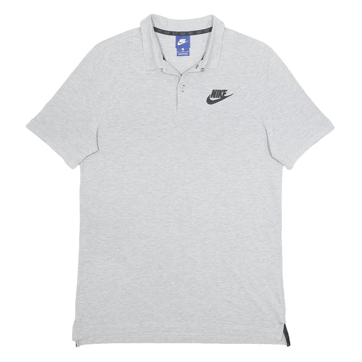 NIKE Mens Grey Short Sleeve Plain M Cotton Polo Shirt Lightweight Casual