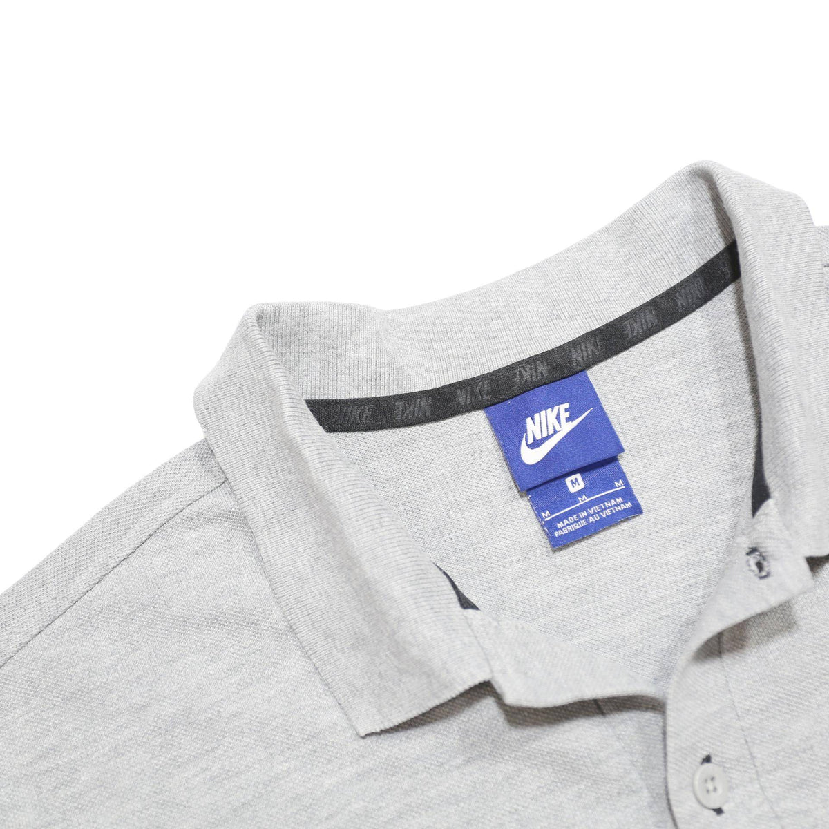 NIKE Mens Grey Short Sleeve Plain M Cotton Polo Shirt Lightweight Casual