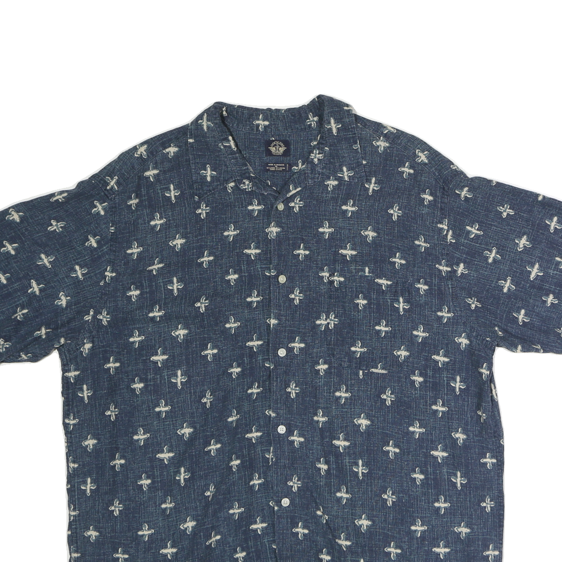 DOCKERS Mens Blue Printed Cotton Shirt XL Casual Button Front Short Sleeve