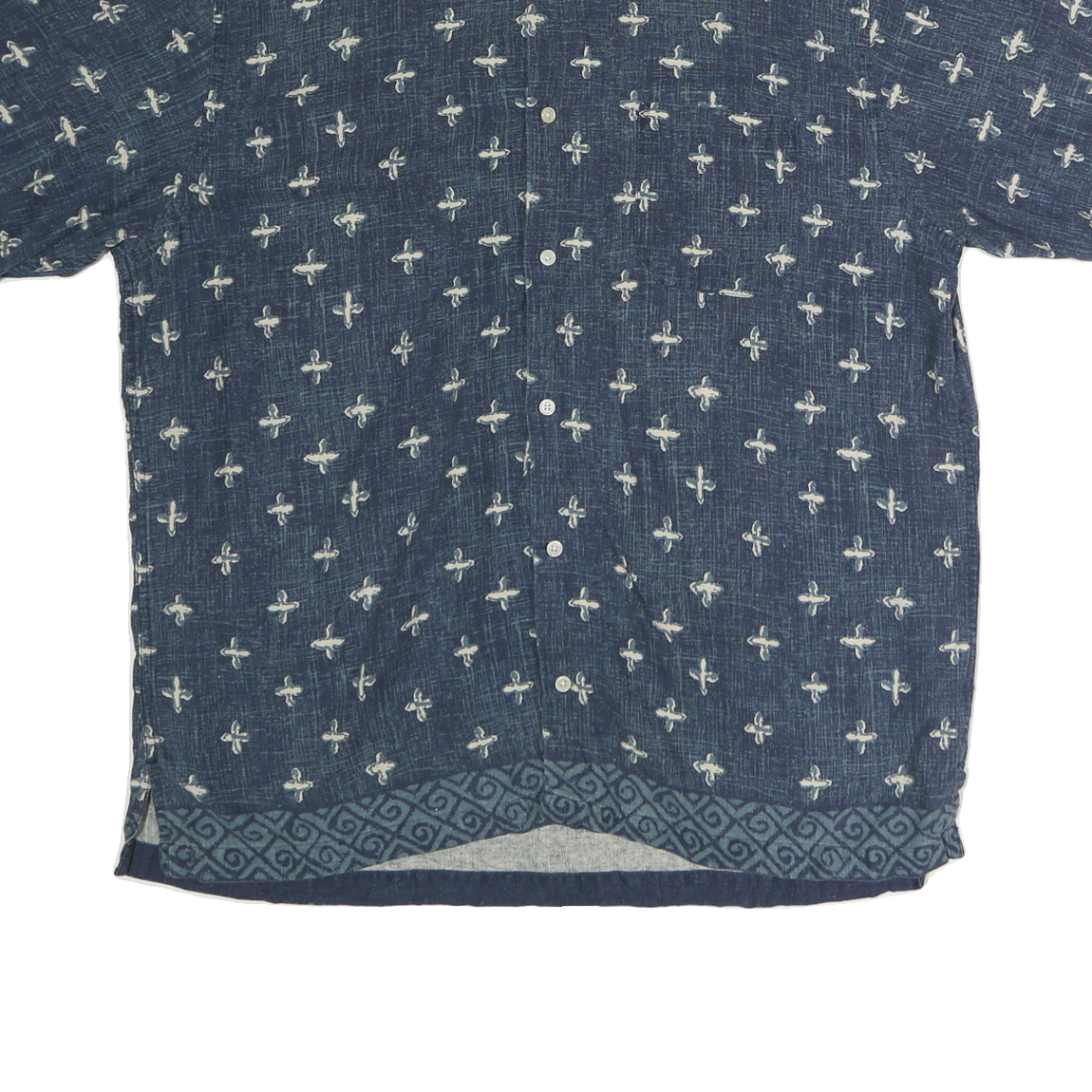 DOCKERS Mens Blue Printed Cotton Shirt XL Casual Button Front Short Sleeve