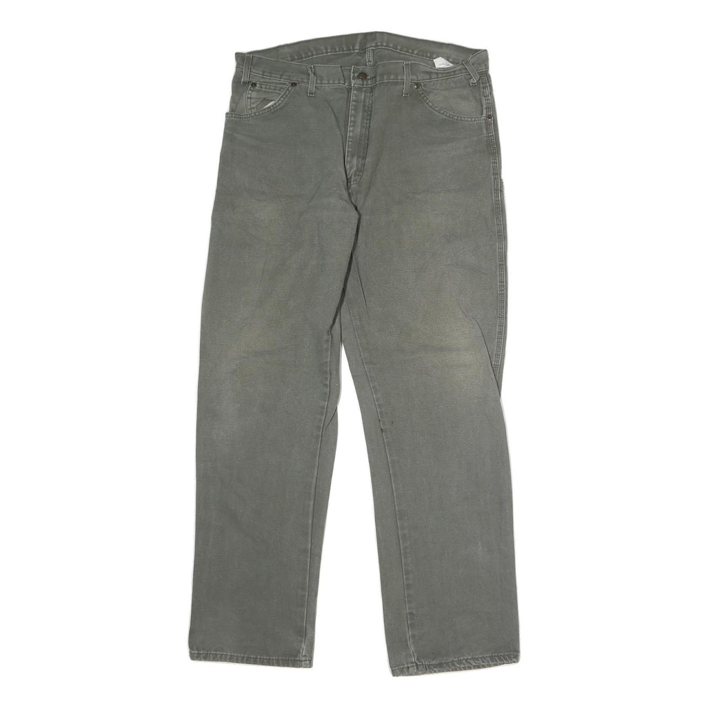 DICKIES Mens Regular Fit Cotton Blend Jeans Grey W38 L32 Workwear Zip Closure