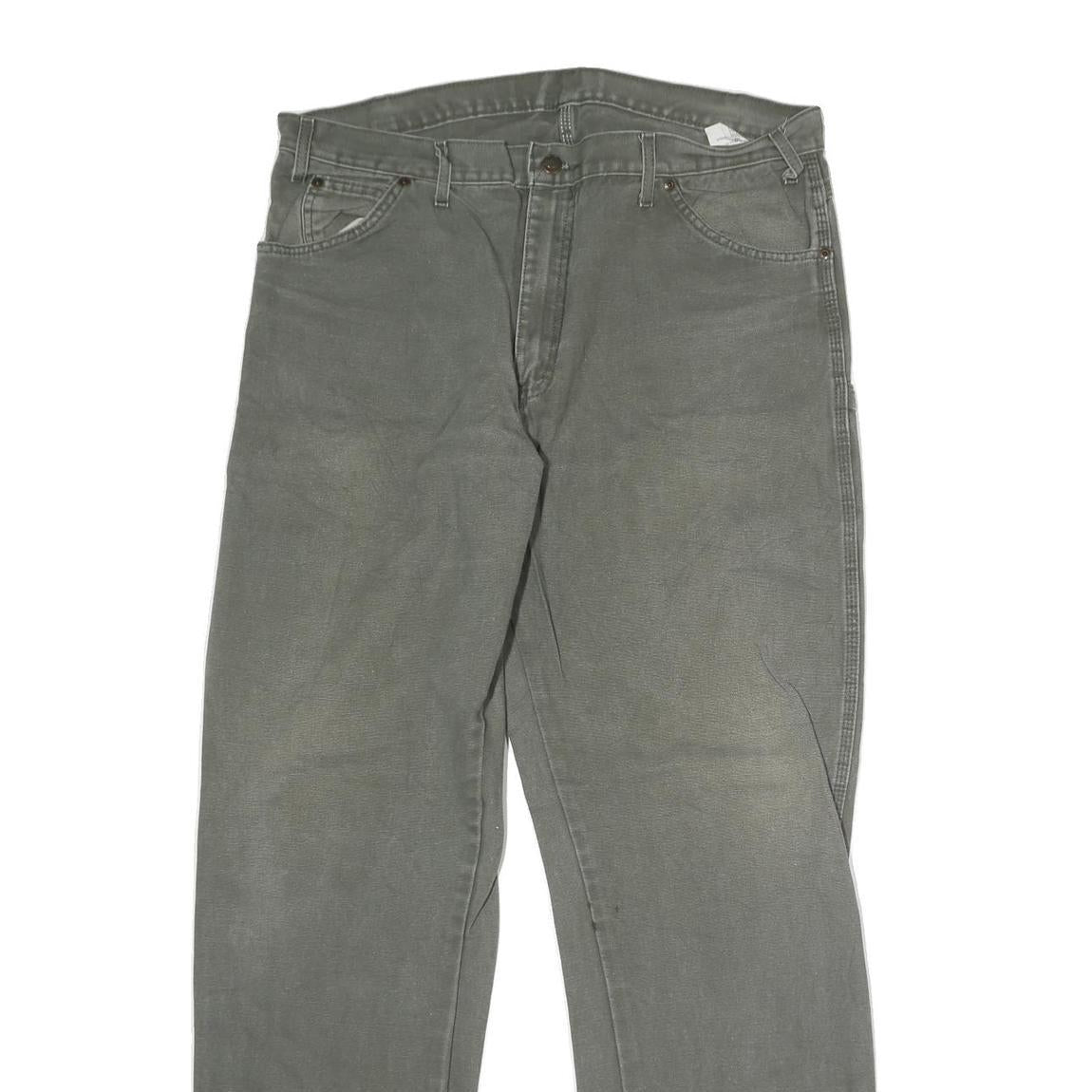 DICKIES Mens Regular Fit Cotton Blend Jeans Grey W38 L32 Workwear Zip Closure