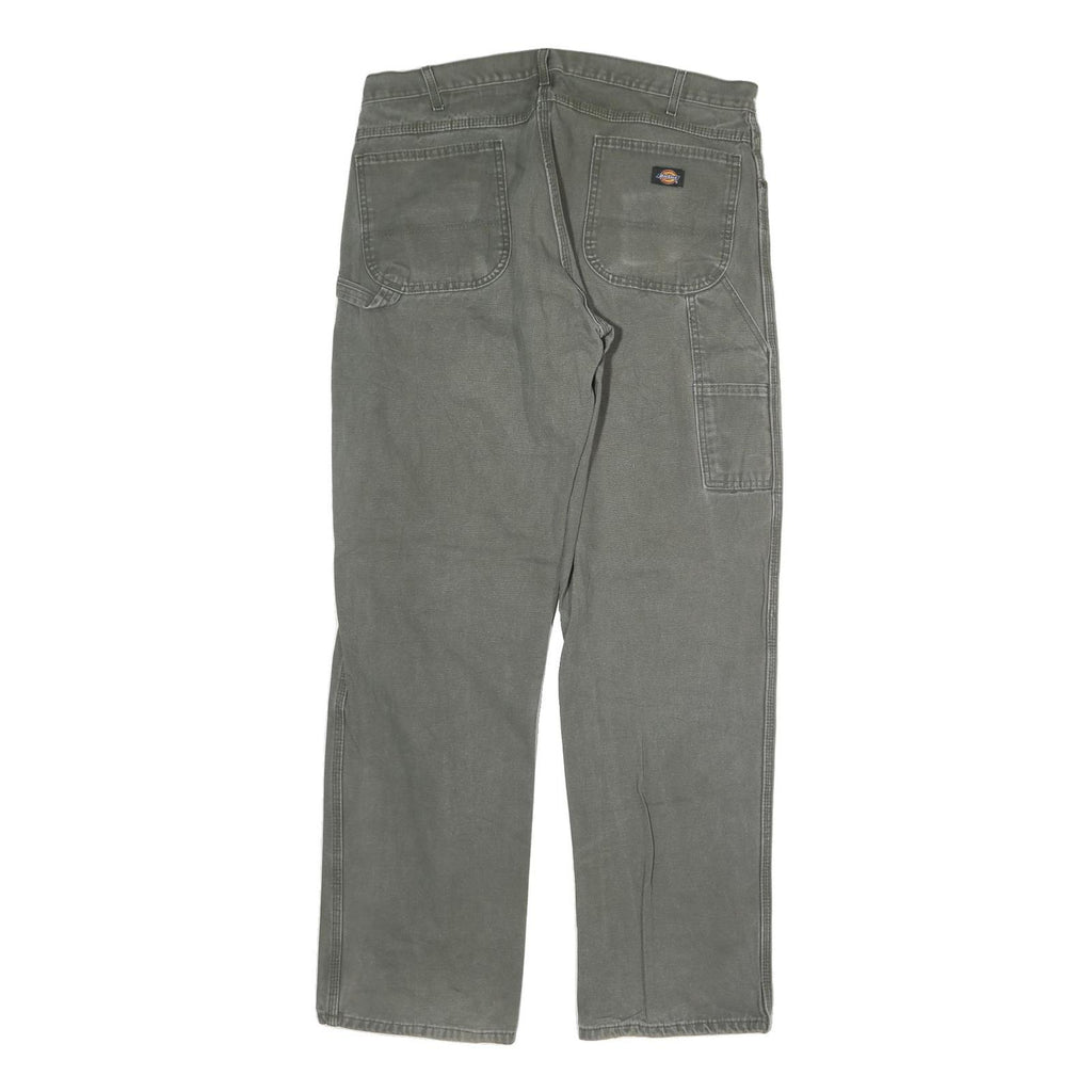 DICKIES Mens Regular Fit Cotton Blend Jeans Grey W38 L32 Workwear Zip Closure