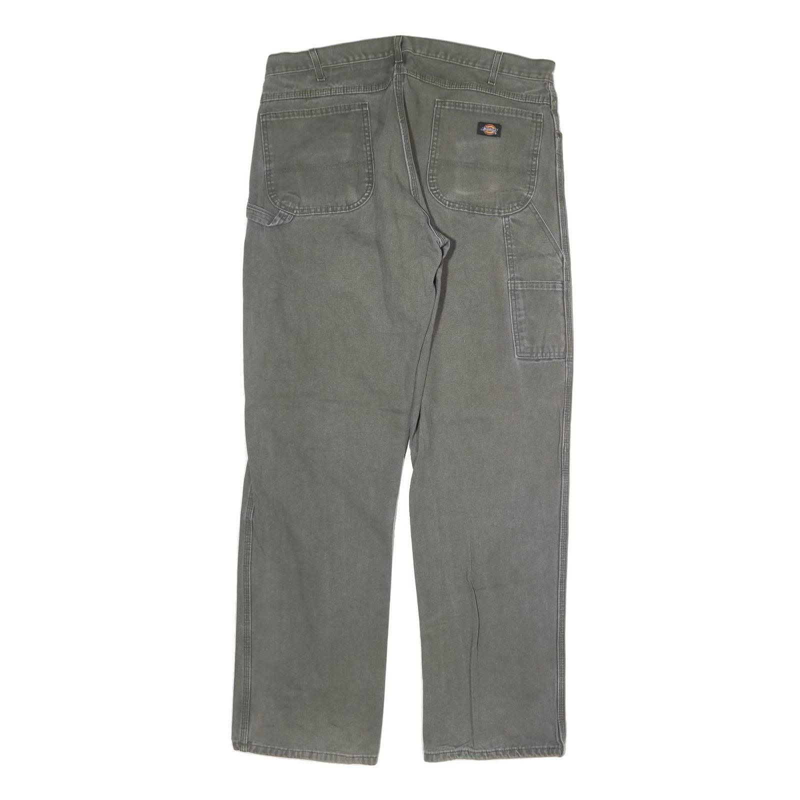 DICKIES Mens Regular Fit Cotton Blend Jeans Grey W38 L32 Workwear Zip Closure