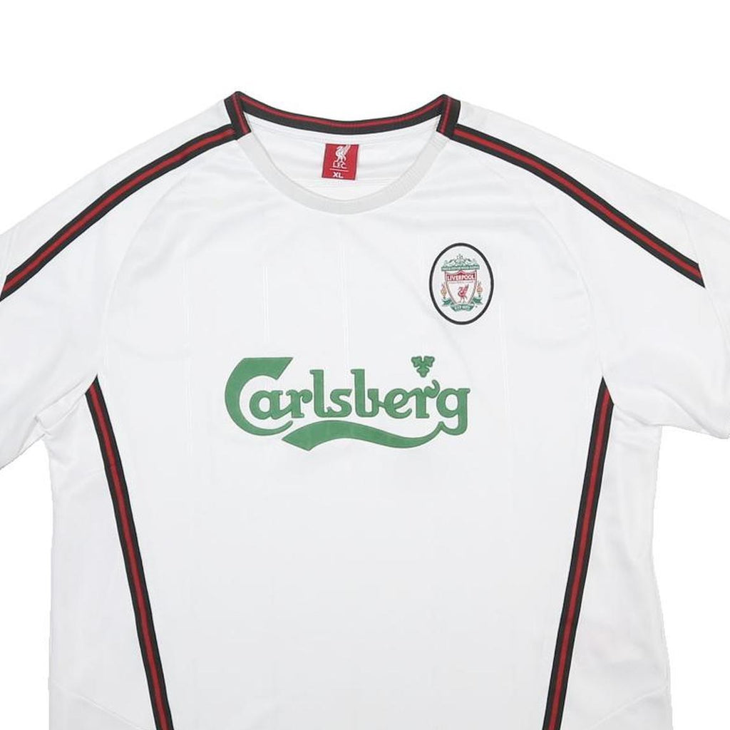 L.F.C Mens White Liverpool Crest Football T-Shirt XL Short Sleeve Crew Neck