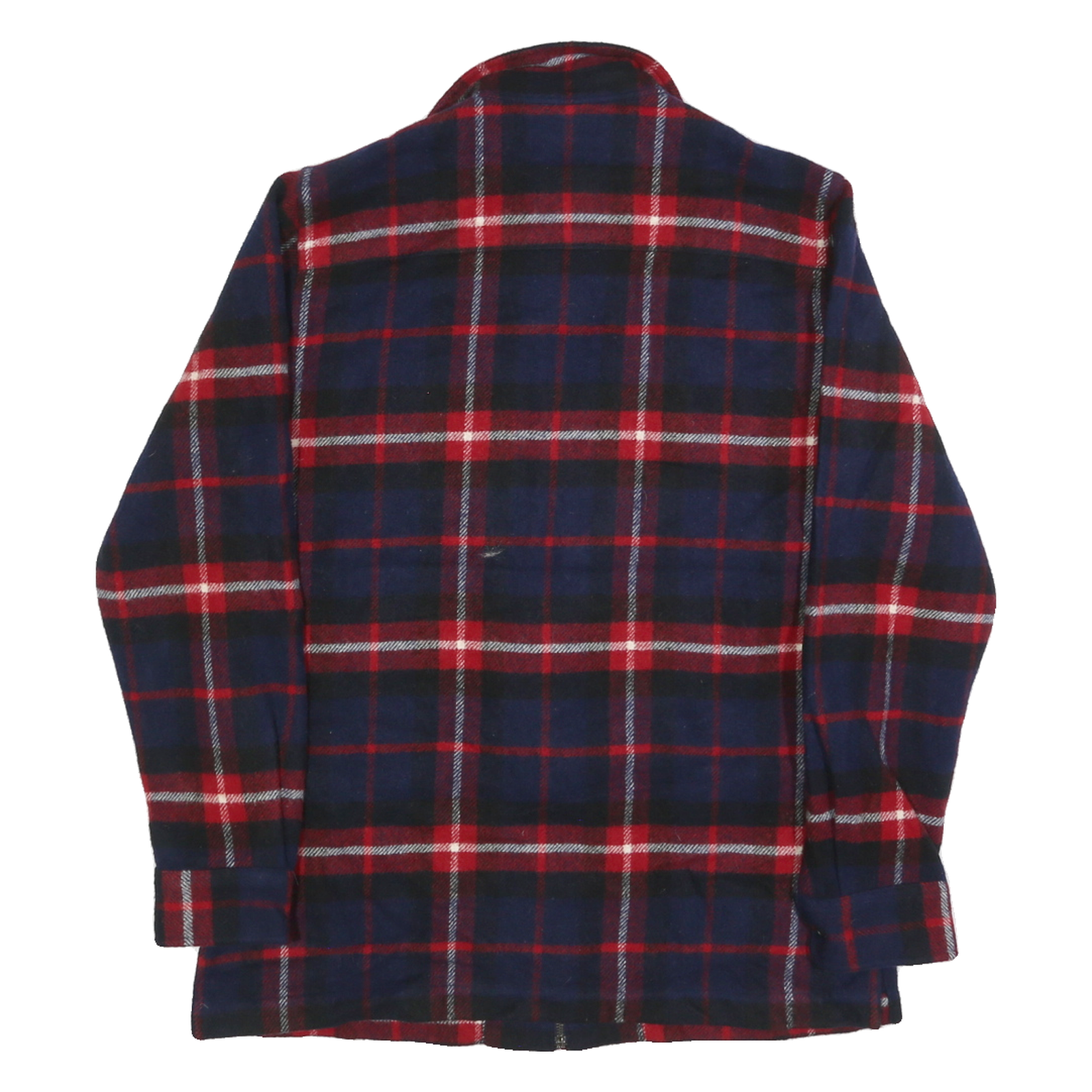 LAUREN RALPH LAUREN Womens Navy & Red Checked Wool Zip Jacket S Woven Casual