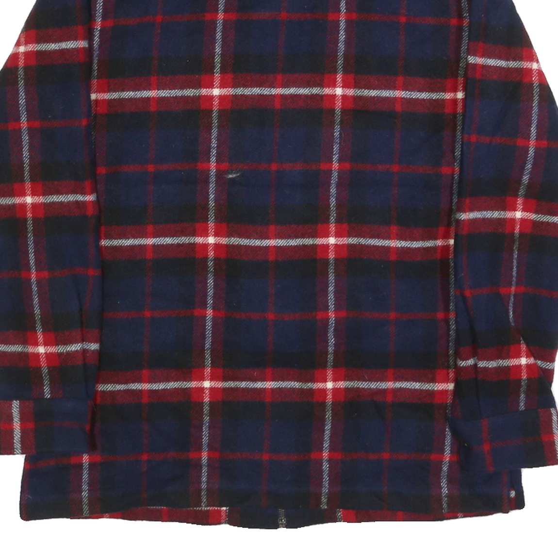 LAUREN RALPH LAUREN Womens Navy & Red Checked Wool Zip Jacket S Woven Casual