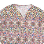 Womens Printed Top Red V-Neck Geometric M