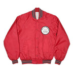 Mens Red Synthetic Jacket M Button Bomber Plain Pocketed Comfortable