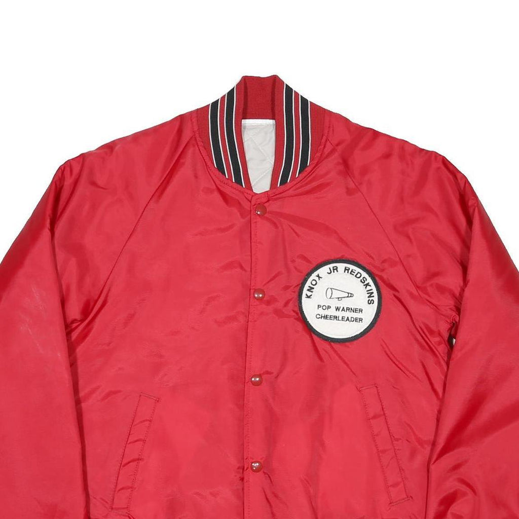 Mens Red Synthetic Jacket M Button Bomber Plain Pocketed Comfortable