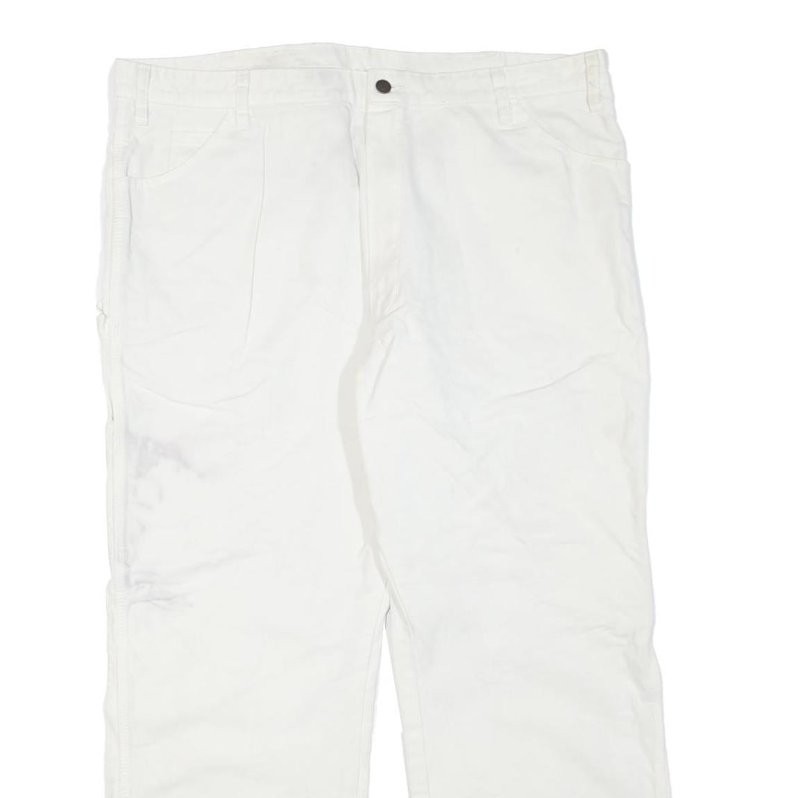 DICKIES Womens White Regular Fit Straight Denim Jeans Cotton Blend W42 L29