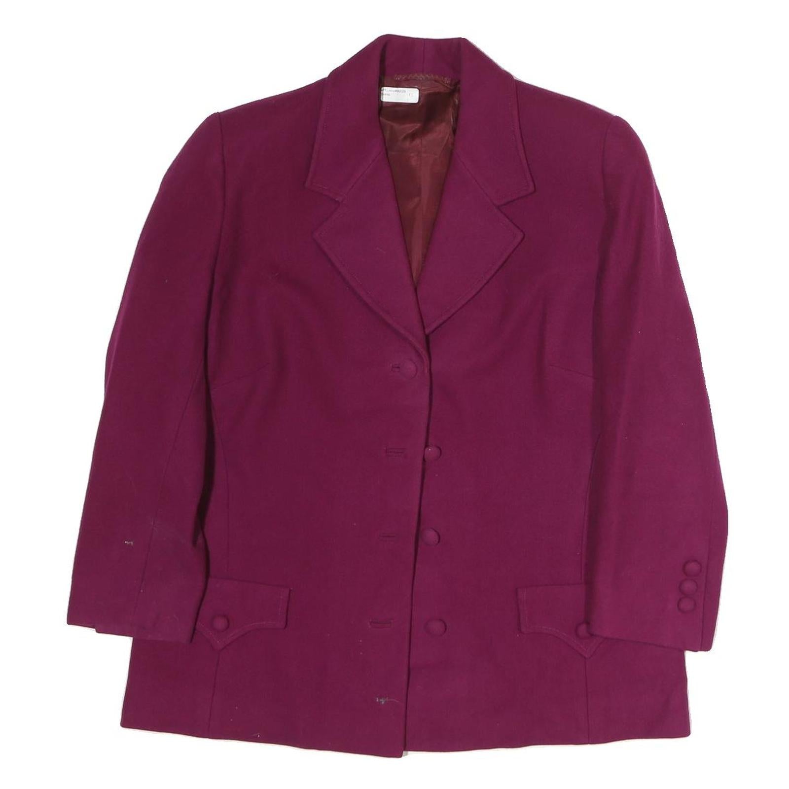 Womens Maroon Classic Jacket M Polyester Button Closure Plain Smart Fashion