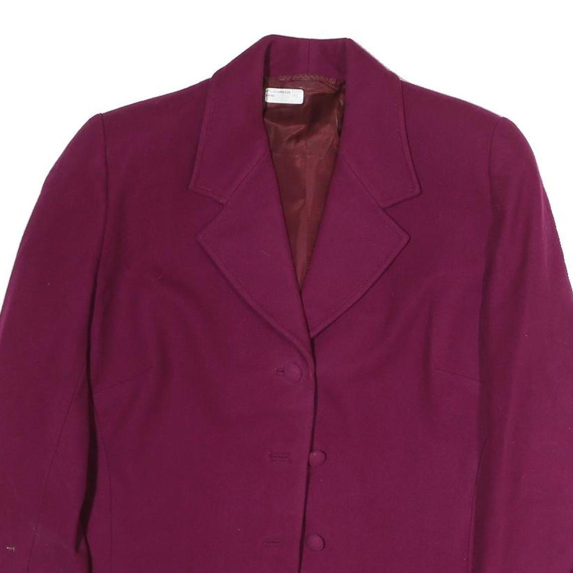 Womens Maroon Classic Jacket M Polyester Button Closure Plain Smart Fashion