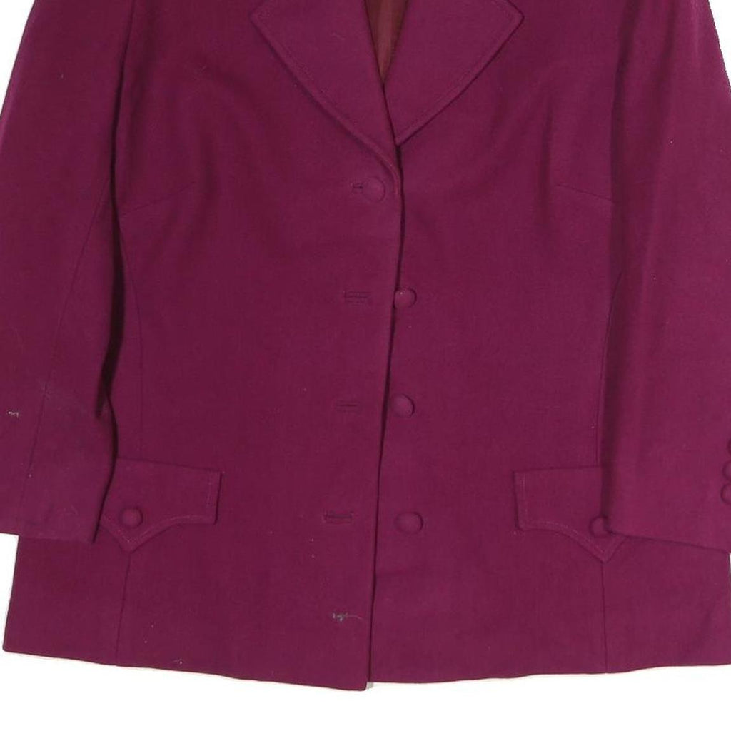 Womens Maroon Classic Jacket M Polyester Button Closure Plain Smart Fashion