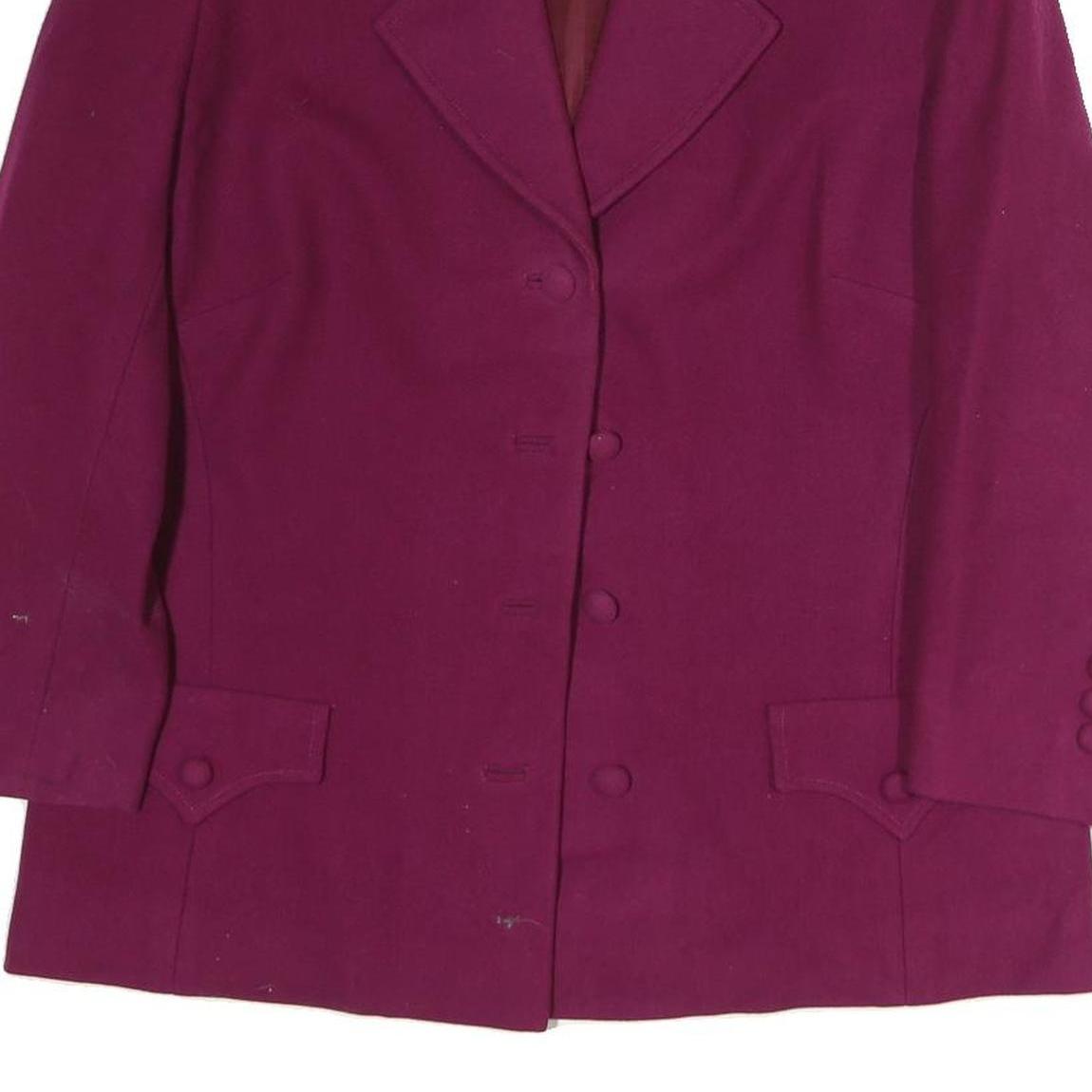 Womens Maroon Classic Jacket M Polyester Button Closure Plain Smart Fashion
