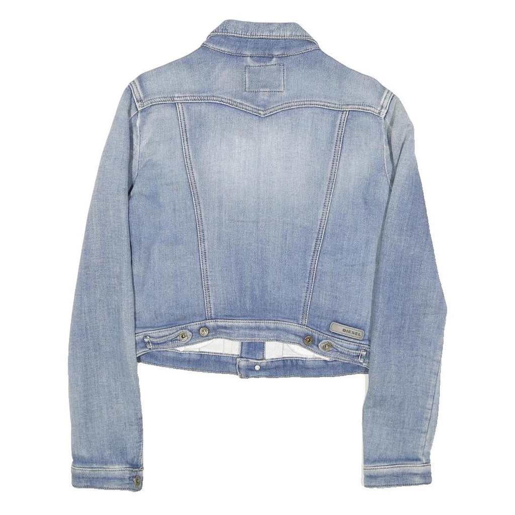 DIESEL Womens Blue Denim Jacket S Cotton Blend Button Closure Casual Style
