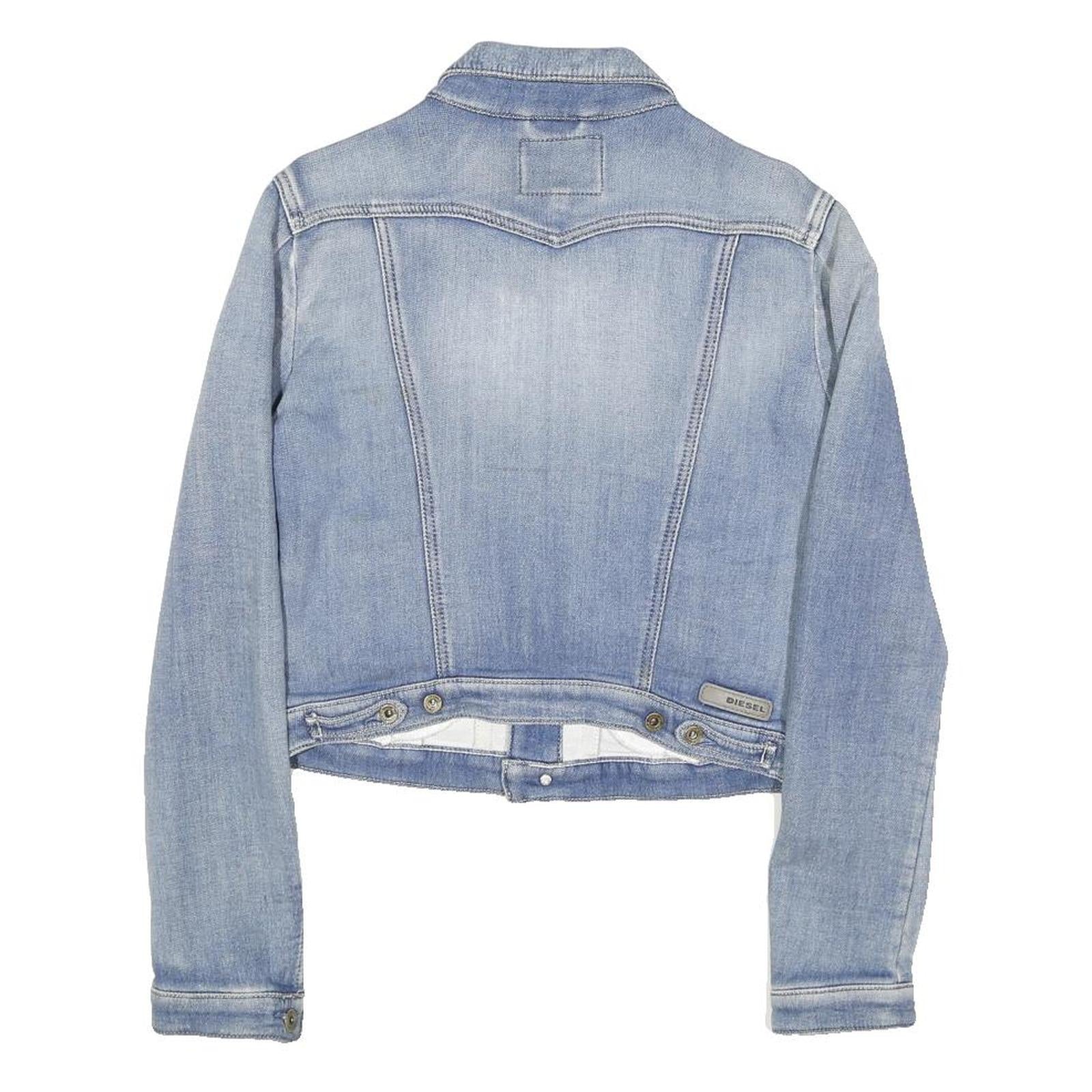 DIESEL Womens Blue Denim Jacket S Cotton Blend Button Closure Casual Style