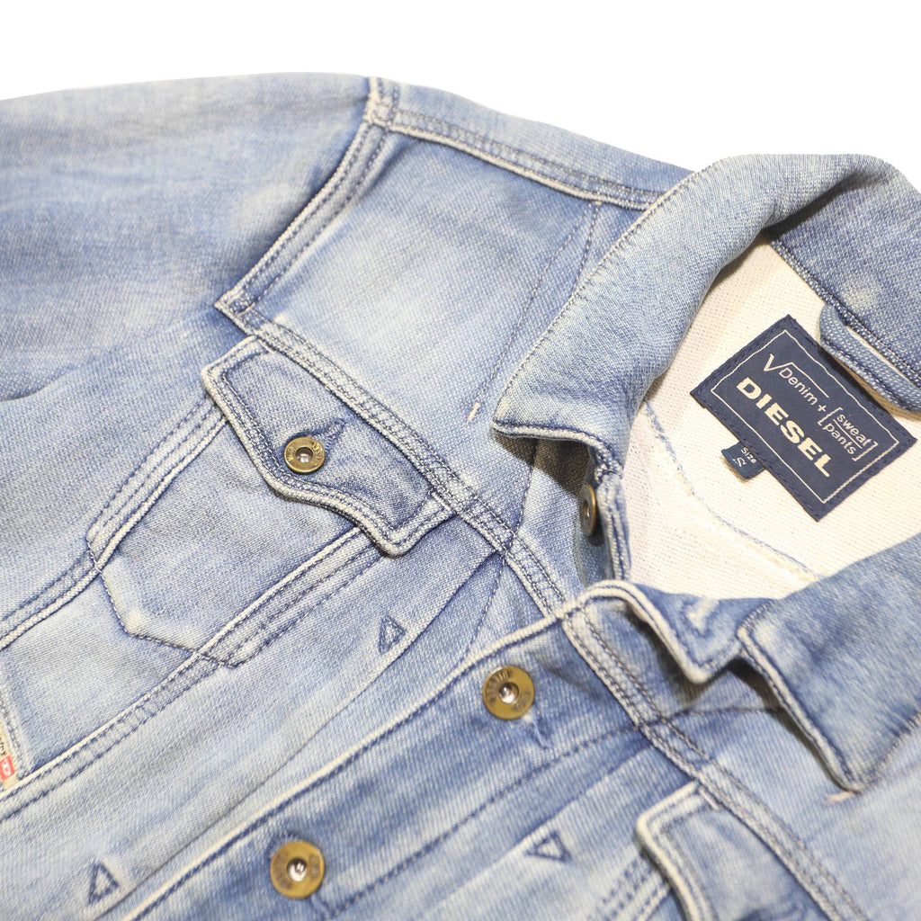 DIESEL Womens Blue Denim Jacket S Cotton Blend Button Closure Casual Style