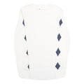 TOMMY HILFIGER Womens White & Navy Patterned Classic Crew Neck Basic Knit Jumper