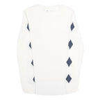 TOMMY HILFIGER Womens White & Navy Patterned Classic Crew Neck Basic Knit Jumper