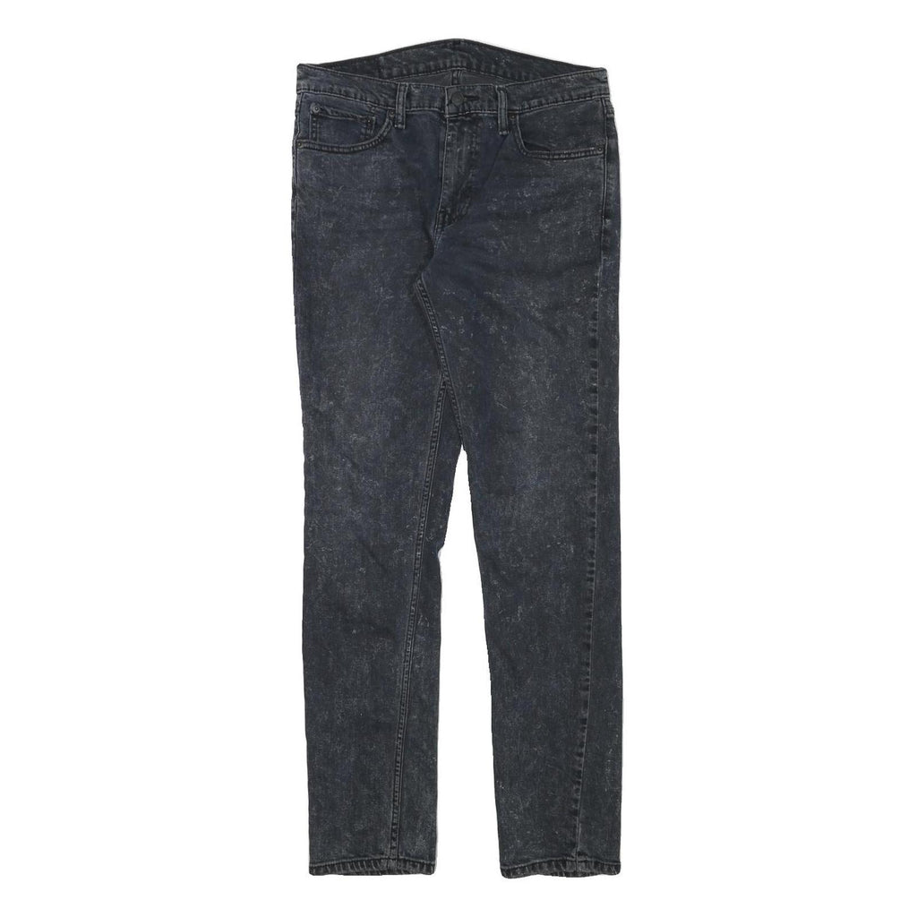 LEVI'S Mens Slim Black Denim Raw Zip Jeans W30 L31 Classic Fit