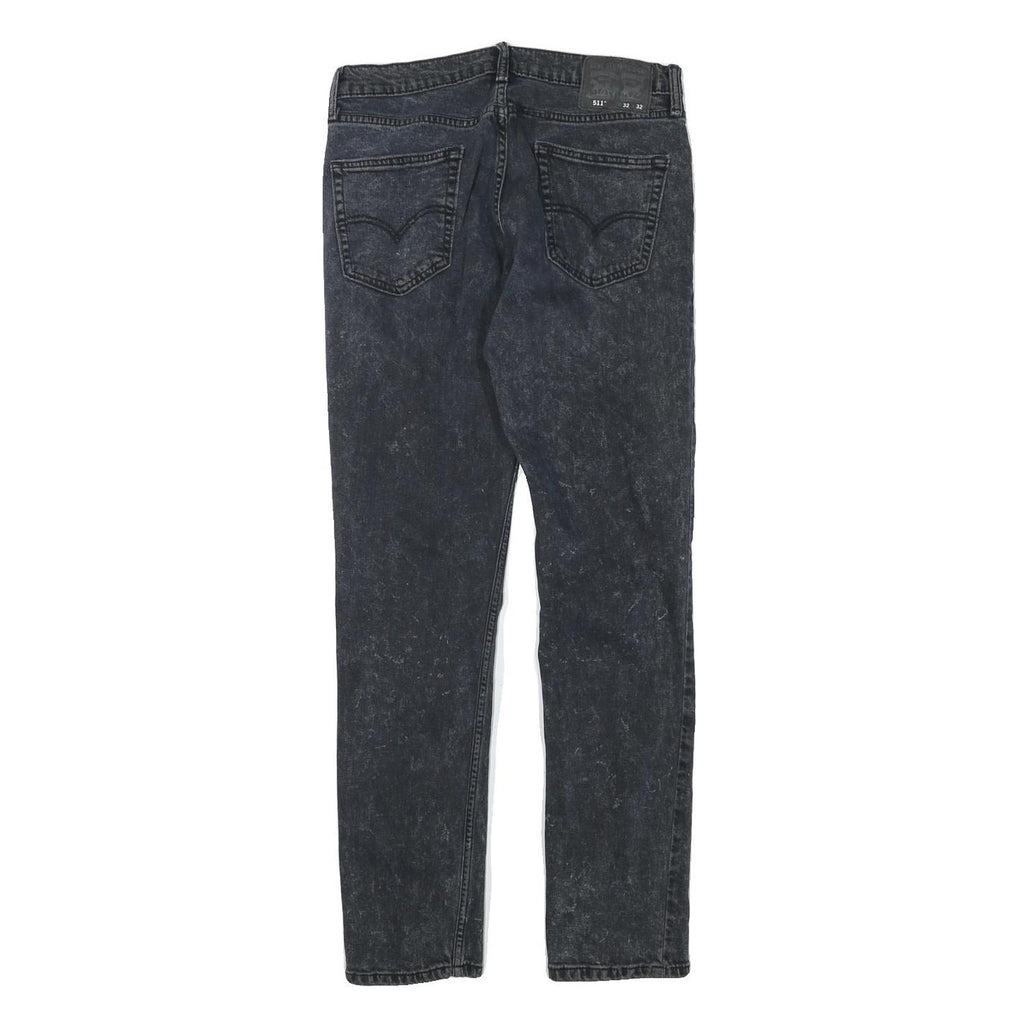 LEVI'S Mens Slim Black Denim Raw Zip Jeans W30 L31 Classic Fit