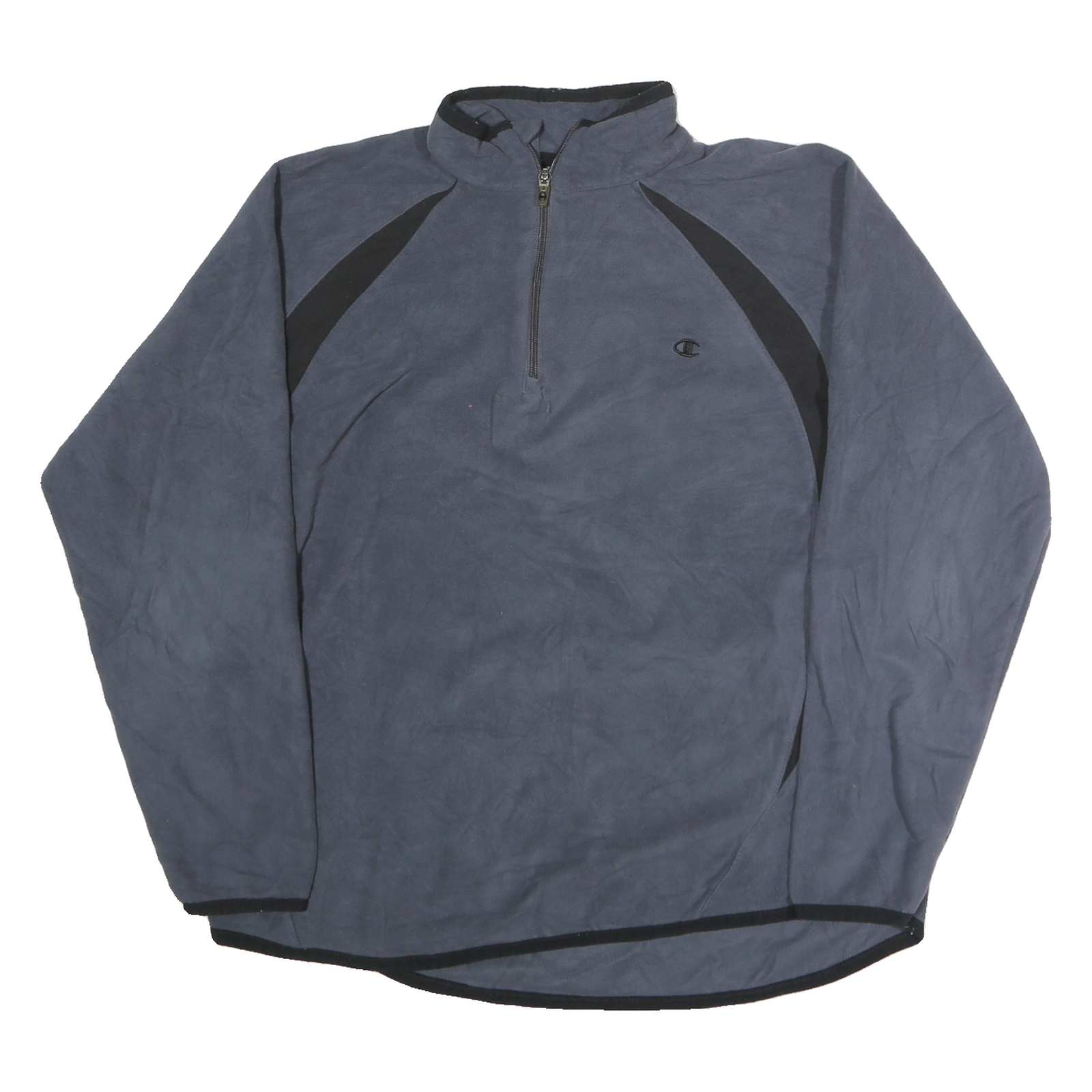 CHAMPION Mens Blue & Black Plain Half Zip Pullover Jumper L Sportswear