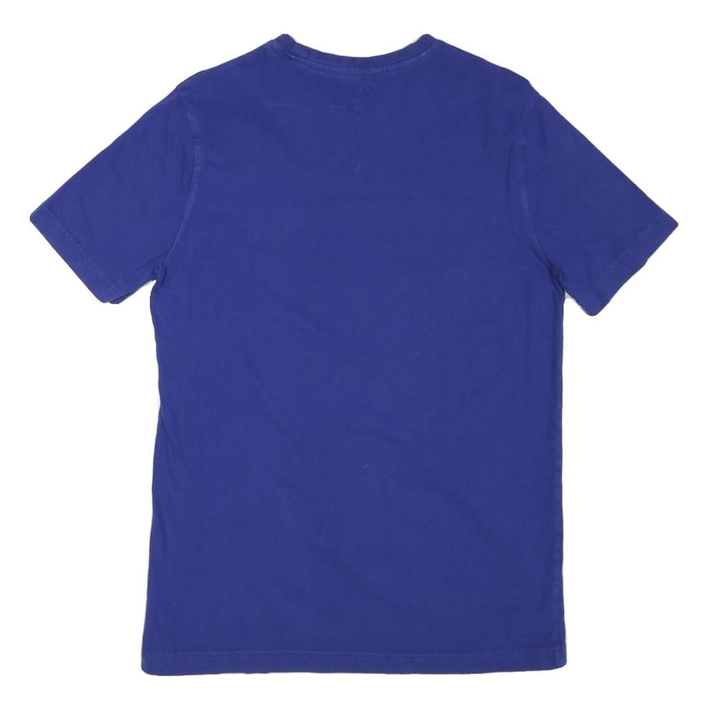 CHAMPION Mens Blue Cotton Blend T-Shirt S Short Sleeve Crew Neck Logo Print