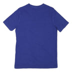 CHAMPION Mens Blue Cotton Blend T-Shirt S Short Sleeve Crew Neck Logo Print