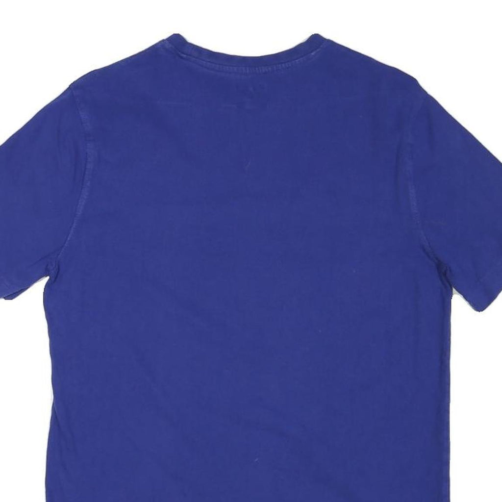 CHAMPION Mens Blue Cotton Blend T-Shirt S Short Sleeve Crew Neck Logo Print