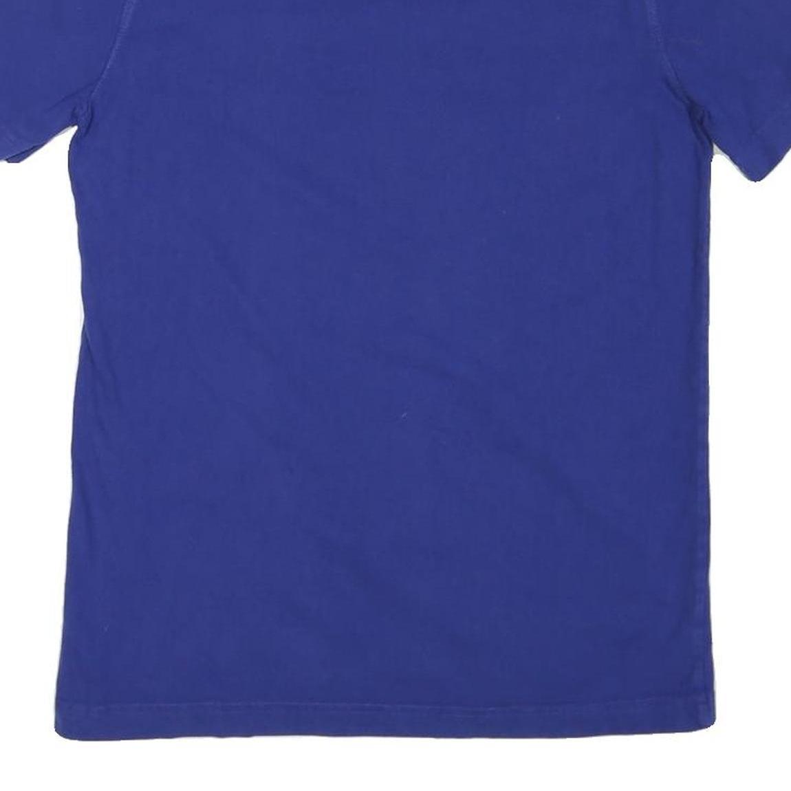 CHAMPION Mens Blue Cotton Blend T-Shirt S Short Sleeve Crew Neck Logo Print