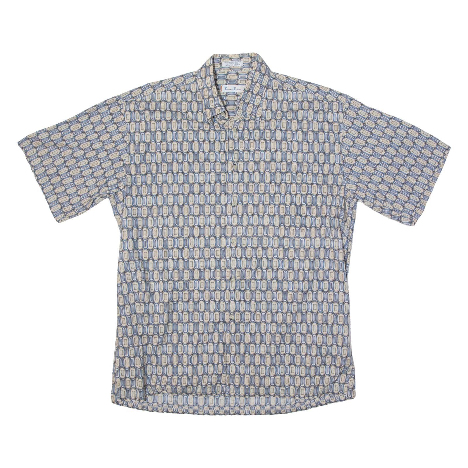 BANMA BILAS Mens Shirt Blue Crazy Pattern M
