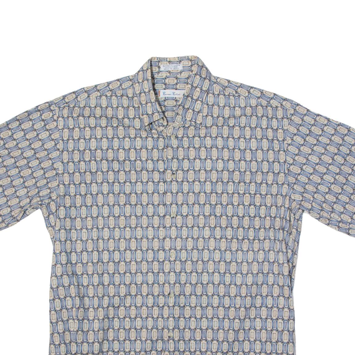 BANMA BILAS Mens Shirt Blue Crazy Pattern M