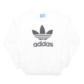 ADIDAS Womens White Black Logo Crew Neck UK 10 Cotton Blend Sweatshirt Pullover