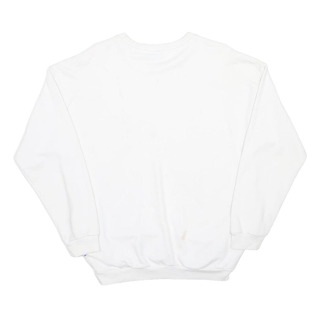 ADIDAS Womens White Black Logo Crew Neck UK 10 Cotton Blend Sweatshirt Pullover