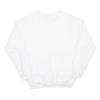 ADIDAS Womens White Black Logo Crew Neck UK 10 Cotton Blend Sweatshirt Pullover