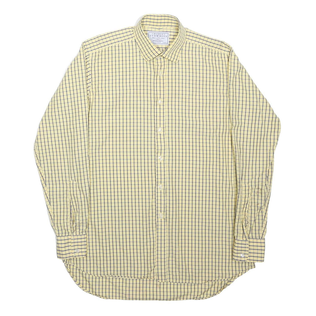 CHARLES TYRWHITT Mens Yellow & Blue Check Shirt M Classic Fit Cotton Blend